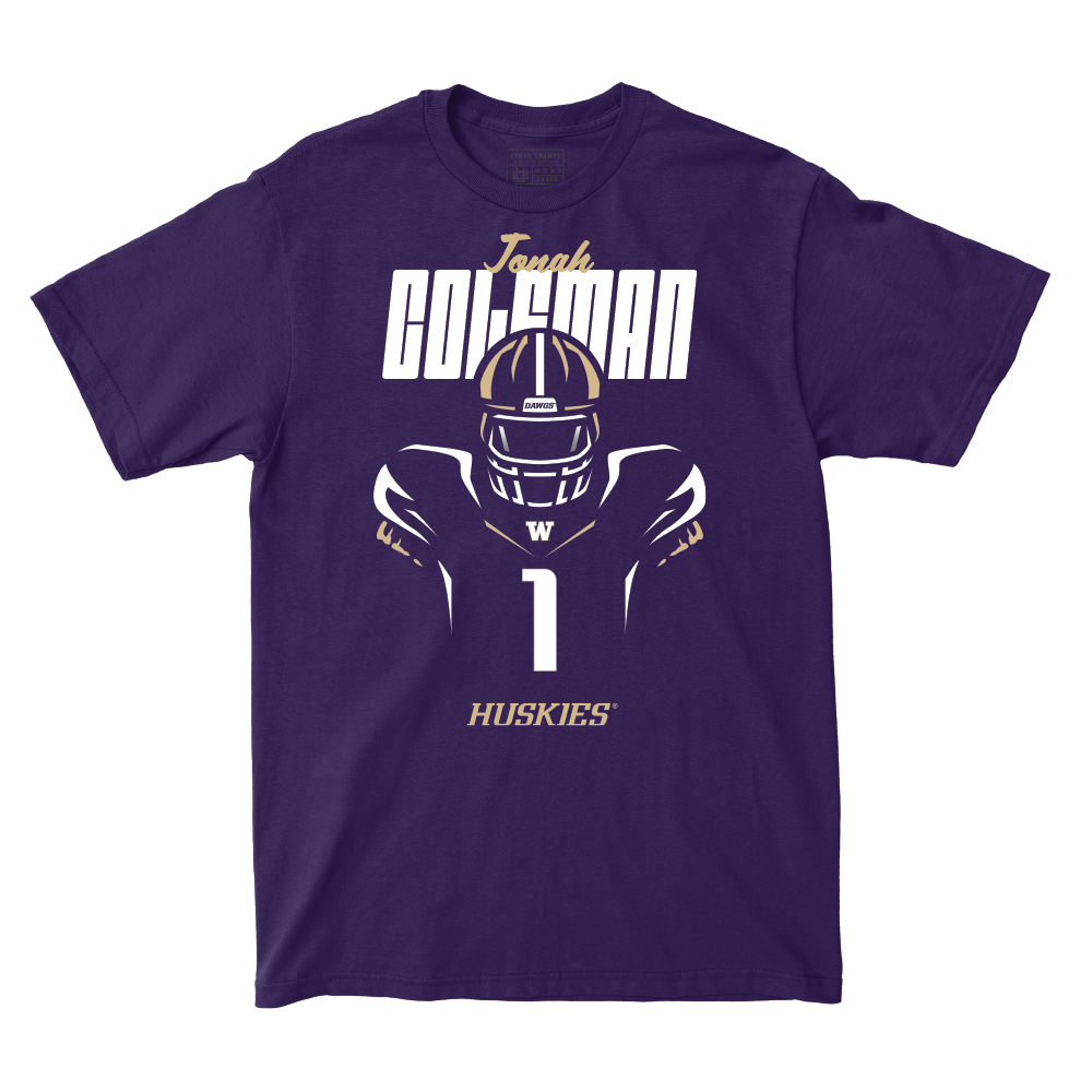 Football Silhouette Purple Tee    - Jonah Coleman