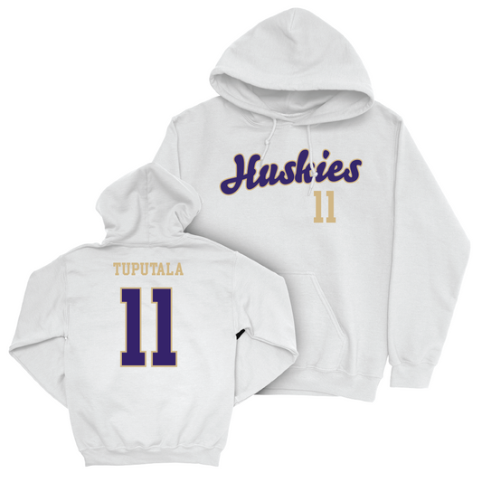 Football White Script Hoodie   - Alphonzo Tuputala