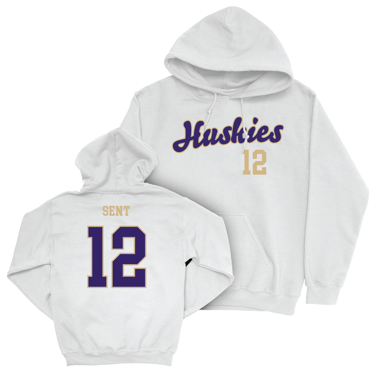 Men's Soccer White Script Hoodie - Sean Sent Youth Small