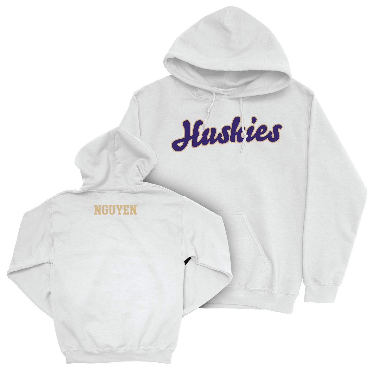 Women's Gymnastics White Script Hoodie - Thu Nguyen Youth Small