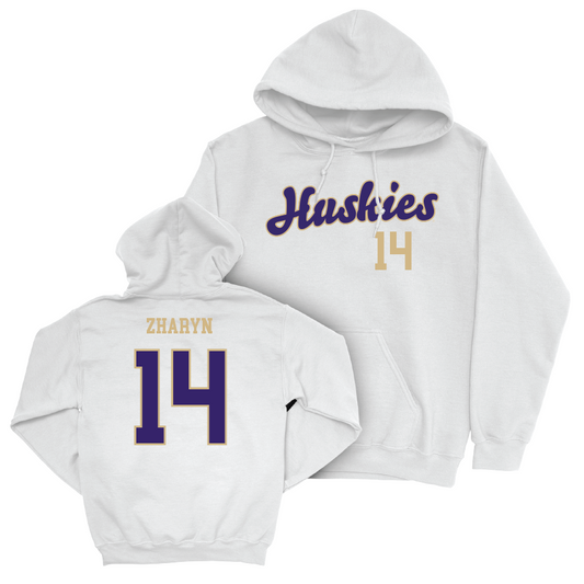 Men's Tennis White Script Hoodie  - Dzianis Zharyn